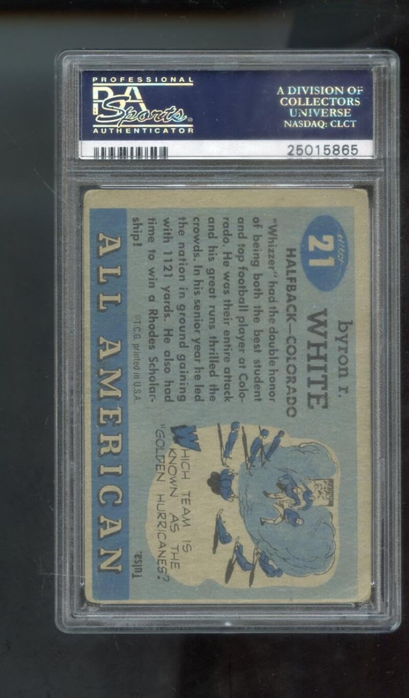 1955 Topps All-American #21 Whizzer White PSA 2 Graded Football Card Colorado Correct Bio