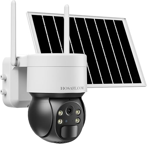 WiFi Cameras for Home Security, Solar Security Cameras Wireless Outdoor, 2K HD Outdoor Wireless, 360 with PTZ, PIR Motion Sensor, Color Night Vision, 2-Way Talk, IP66 Waterproof