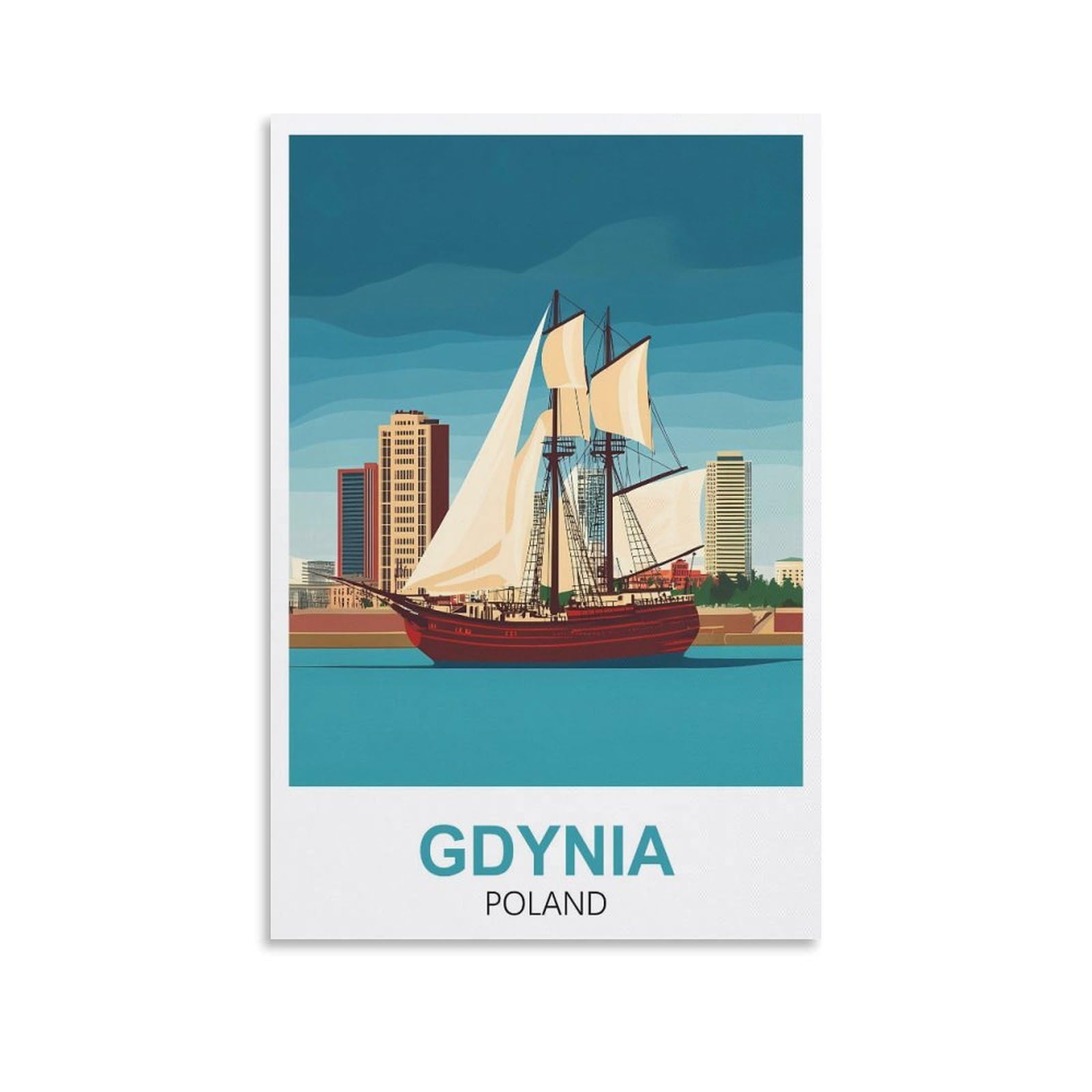 YMQWJYLW Gdynia Poland Vintage Travel Posters 08x12inch(20x30cm) Canvas Printing Home Decor Wall Art Prints