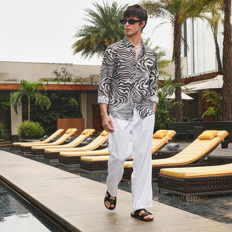 Image of CAHOOT Men's Bisque Shirt Casual Wear | Spread Collar | Long Sleeve | Button Closure | Shirt Crafted with Comfort Fit for Everyday Wear