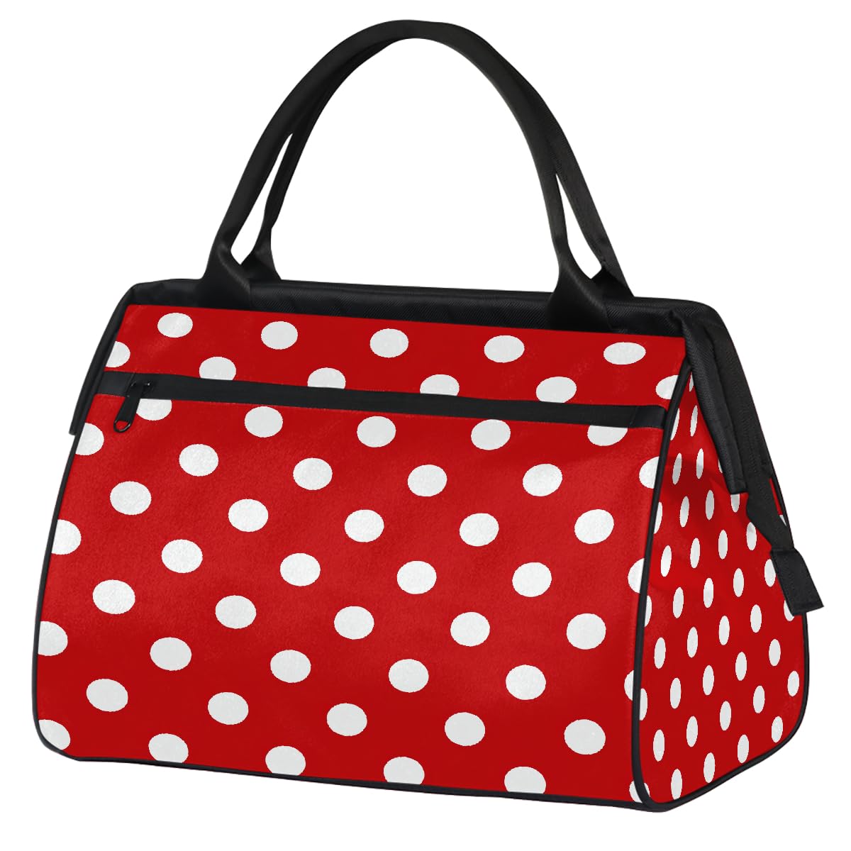 Red Polka Dot Travel Duffel Bag Waterproof Gym Bag Carry On Weekend Overnight Bags Large Hand Luggage Tote Bags for Women Men Kids