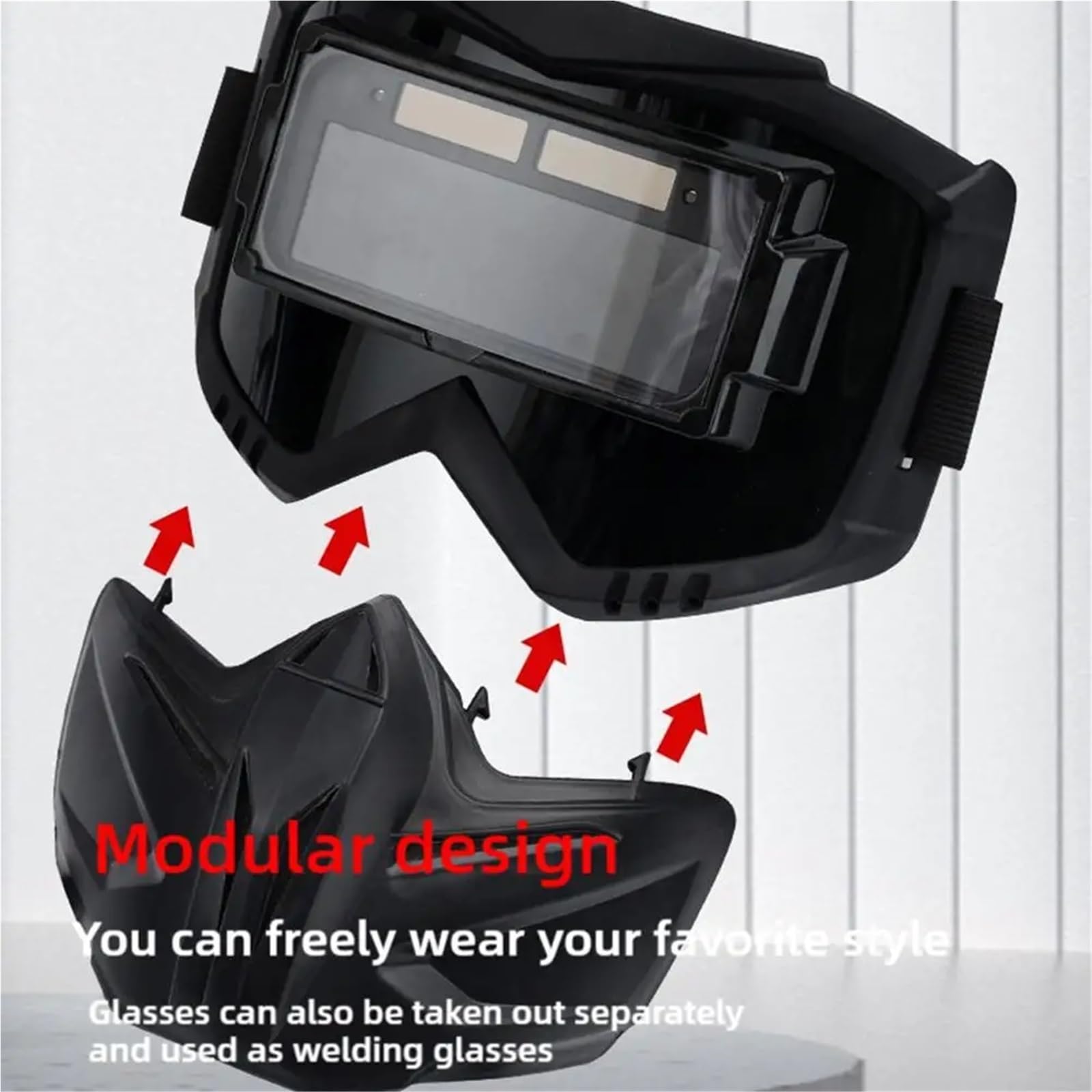 Maschera Saldatura, Maschera per Saldatura 2 occhiali da saldatura auto-oscuranti, dispositivi di protezione individuale for il lavoro, protezione for il viso, fascia regolabile, copertura for mascher