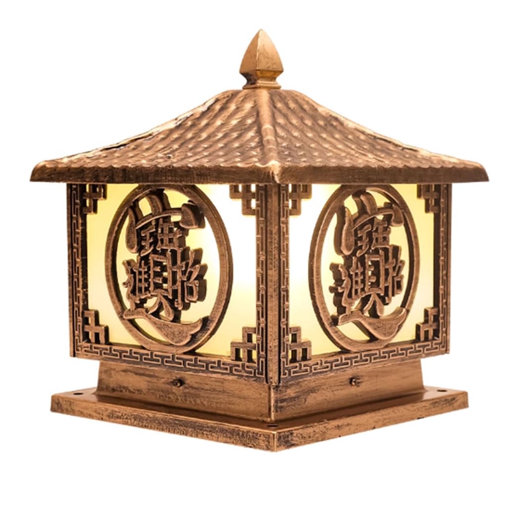 HCIPJQY Traditional Farmhouse Pillar Lantern Bronze Finish, Waterproof Post Lamp for Outside Exterior Deck Walkway and Garden Pillar Landscape Decoration E26 Base Maximum 60W