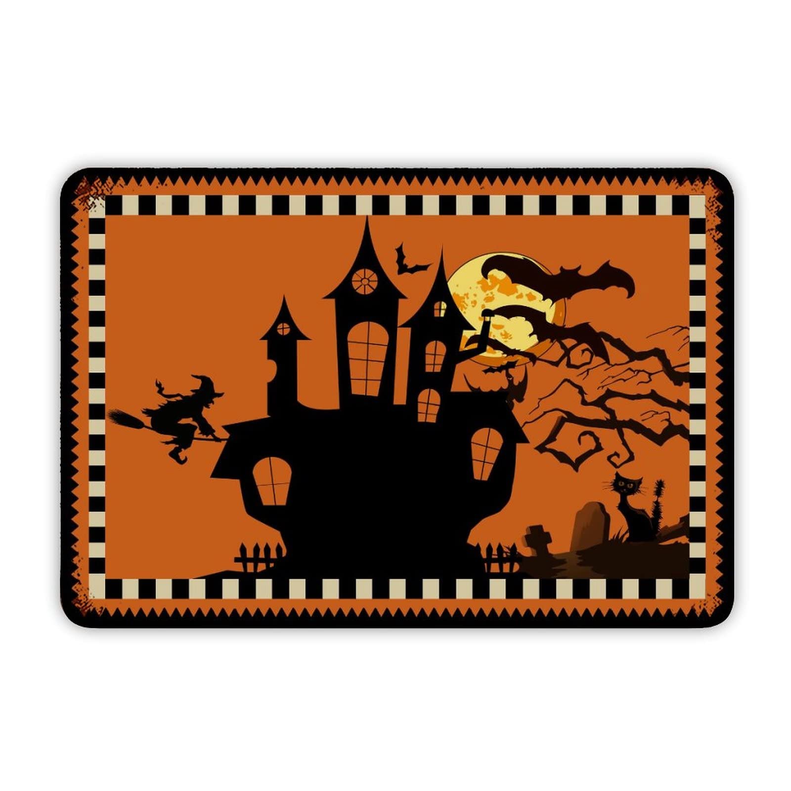 ENEDNATE Happy Halloween Scary Night Moon Witch Bats Black Cat Grave Aluminum Tin Sign 8x12 Waterproof Vintage Metal Sign for School Office Classroom Gate Garage Garden Home Wall Decor Gift