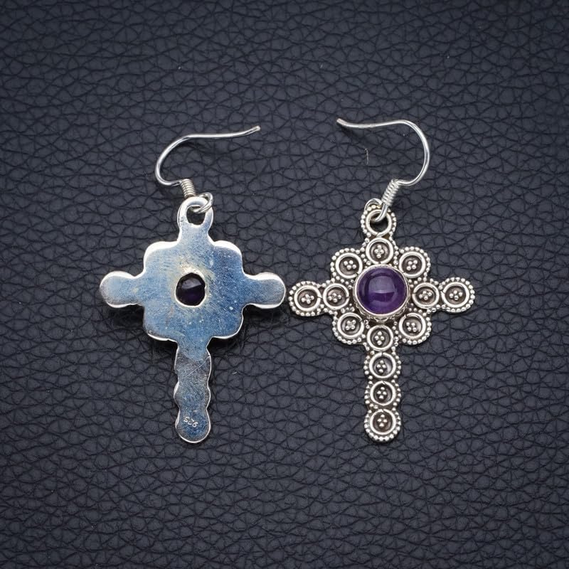 Boucles d'oreilles Améthyste et Croix Argent 925 StarGems - 2