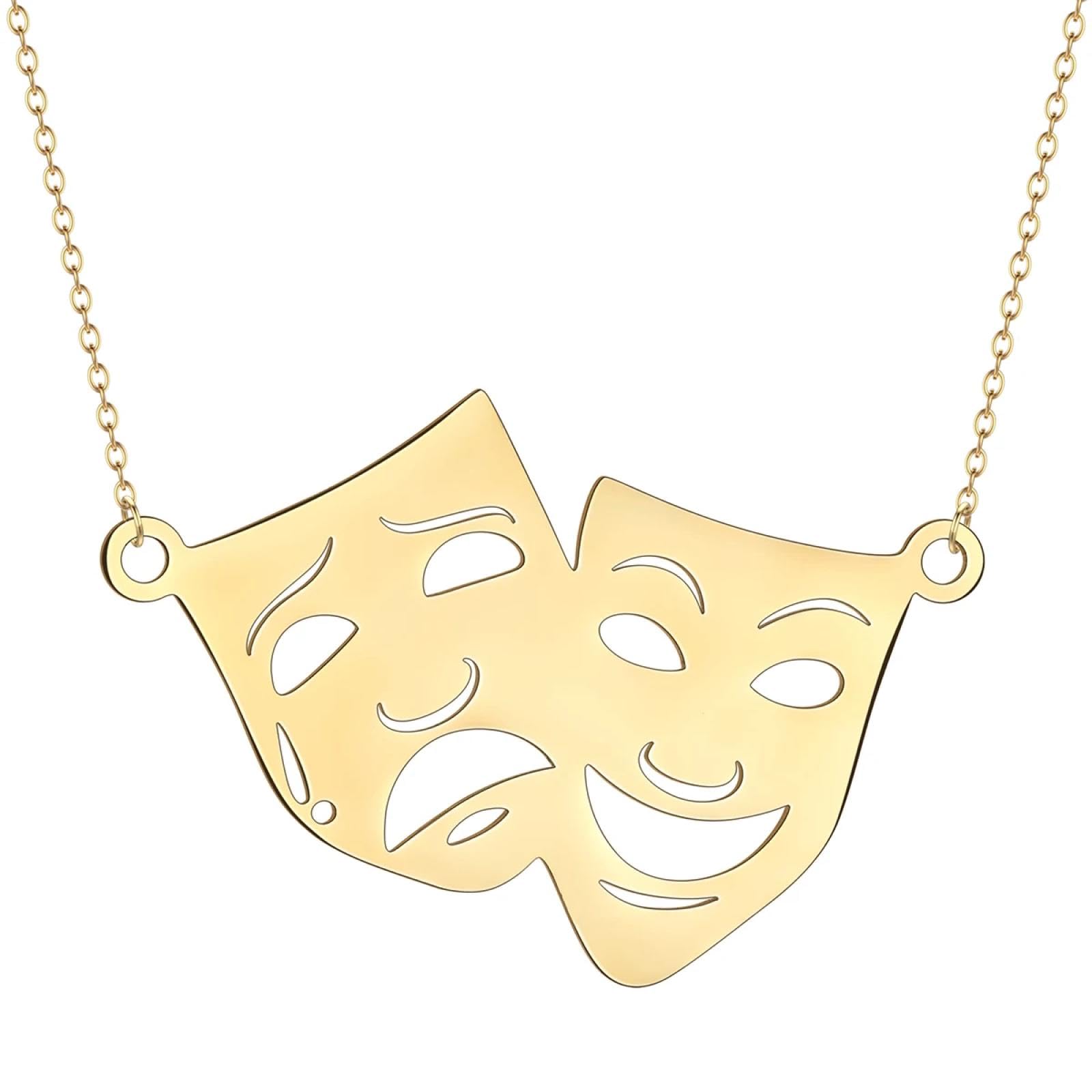 Affascinante Collana Uomo Donna Gioielli Ciondolo Pendente Necklace Commedia E Tragedia Maschera Neckalce per Le Donne Maschere da Teatro Unisex Commedia E Dramma Maschera