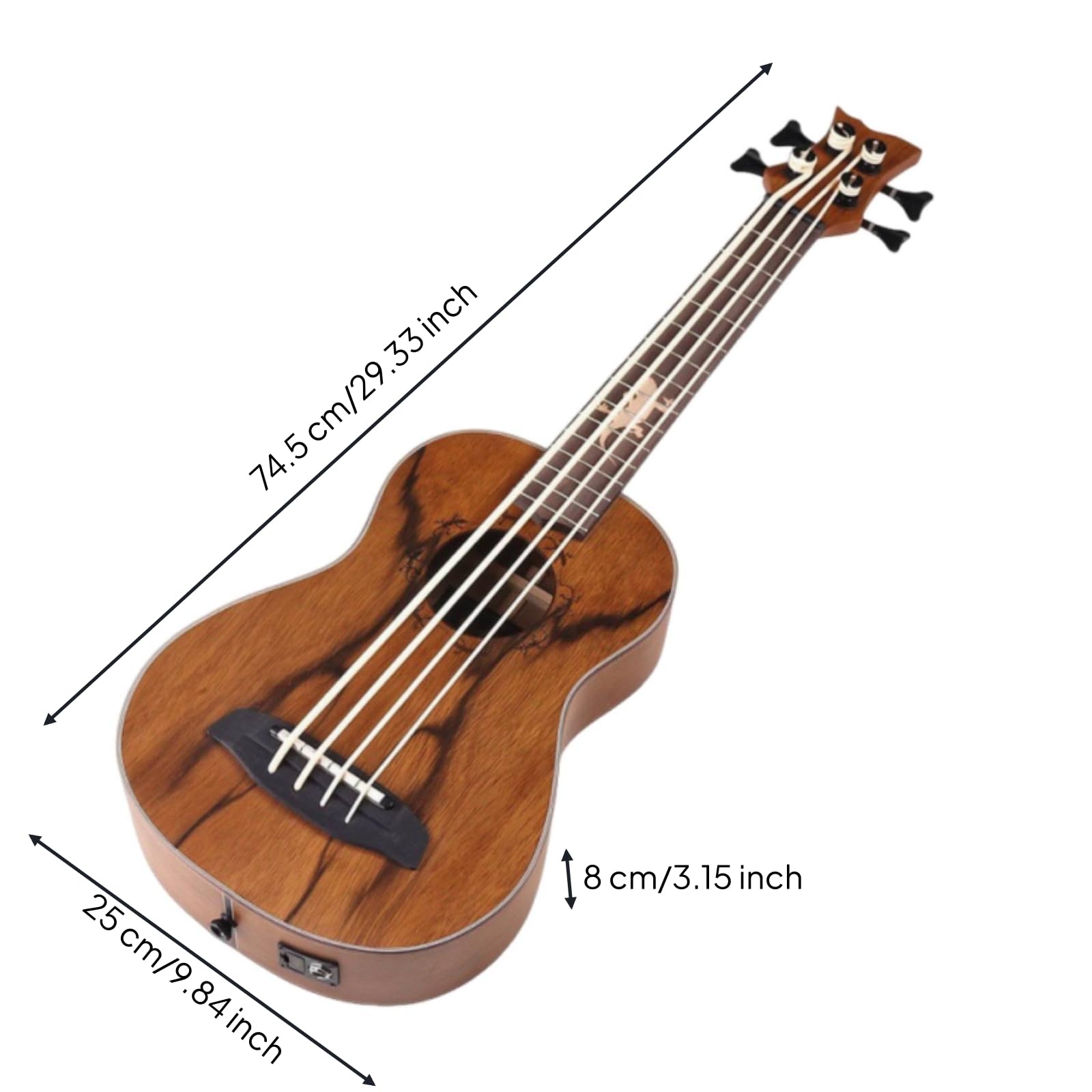 Ukulele Basso Compatto Mini Basso Portatile Strumento a Corde per Studenti, Scuola,