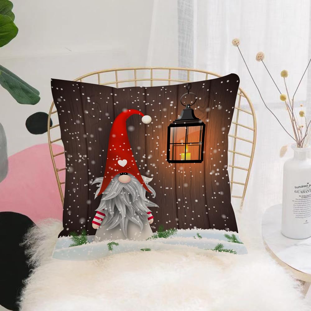 HYMSXW Cushion Cover,Throw Pillow Case Home Decorative for Living Room Bedroom Sofa Chair 20X20 Inch,Cute Gnome Fashionable Christmas Folklore Elves,Pillowcase 50X50cm