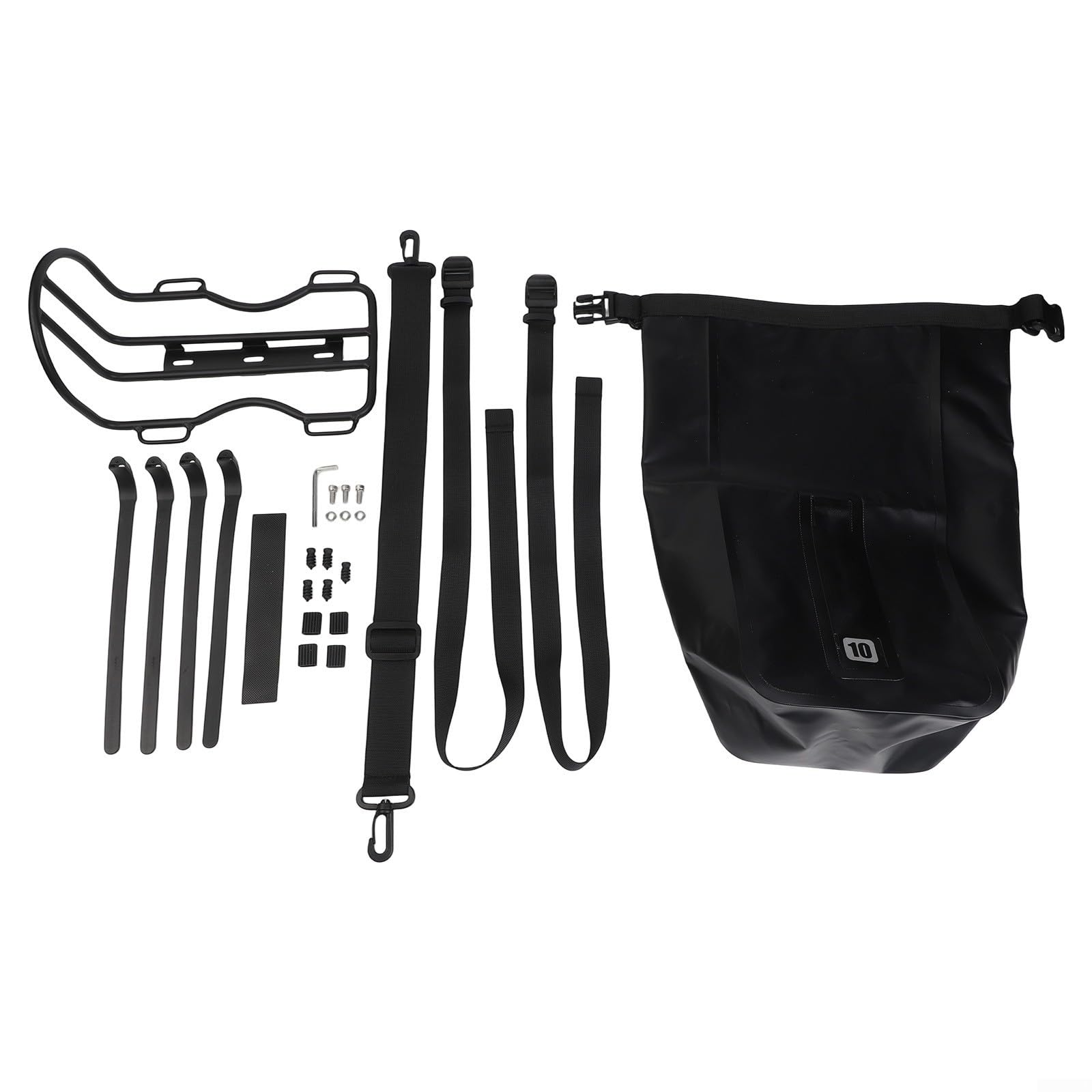 Borsa impermeabile per forcella anteriore della bicicletta, con portapacchi in lega di alluminio, per scooter, mountain bike, bici da strada, bici da strada, 10 l, telaio in metallo ad alto carico (2