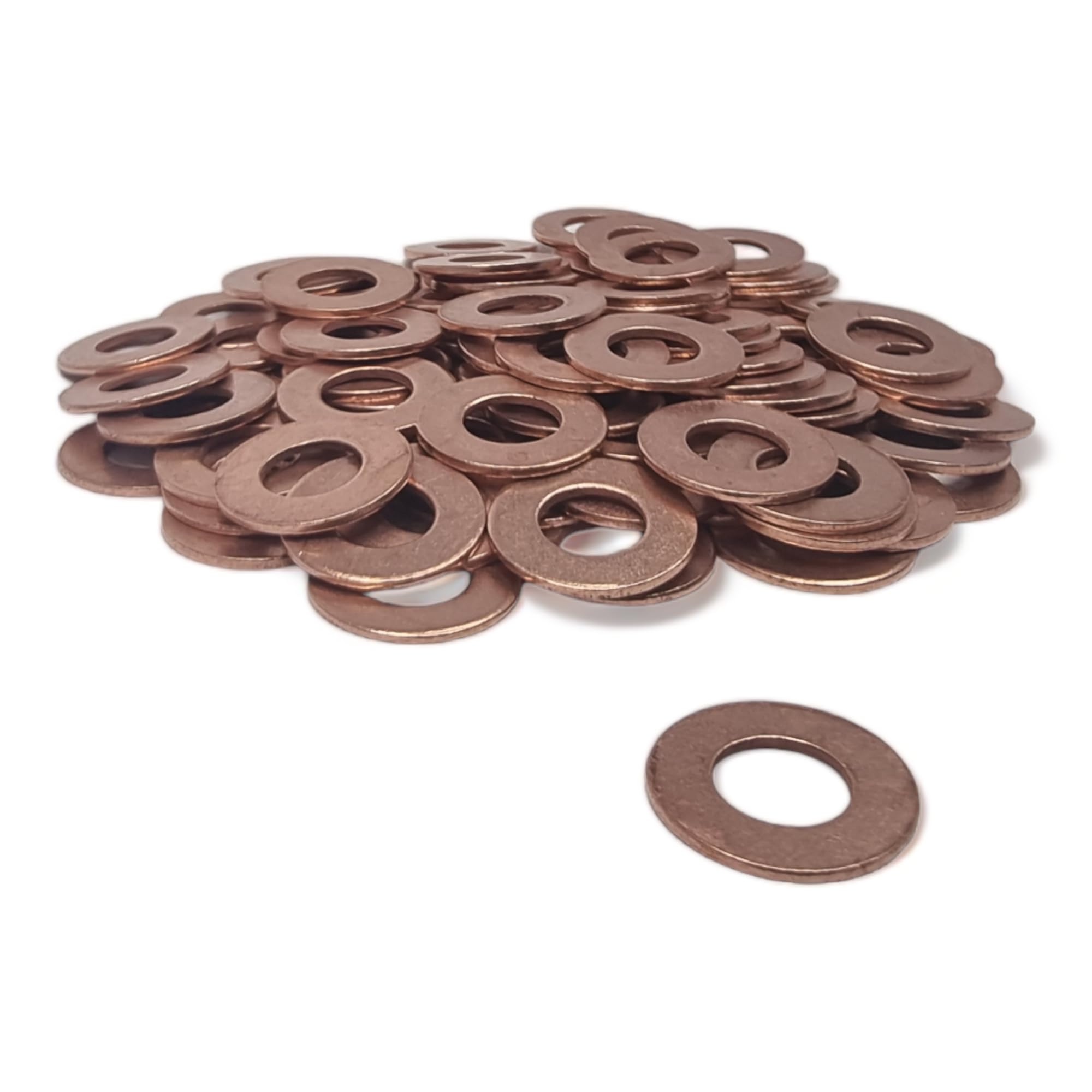 100 Pack of (8mm x 11.5mm x 1mm) Copper Sealing Washers - Metric Flat Gasket Sump Plug Washer