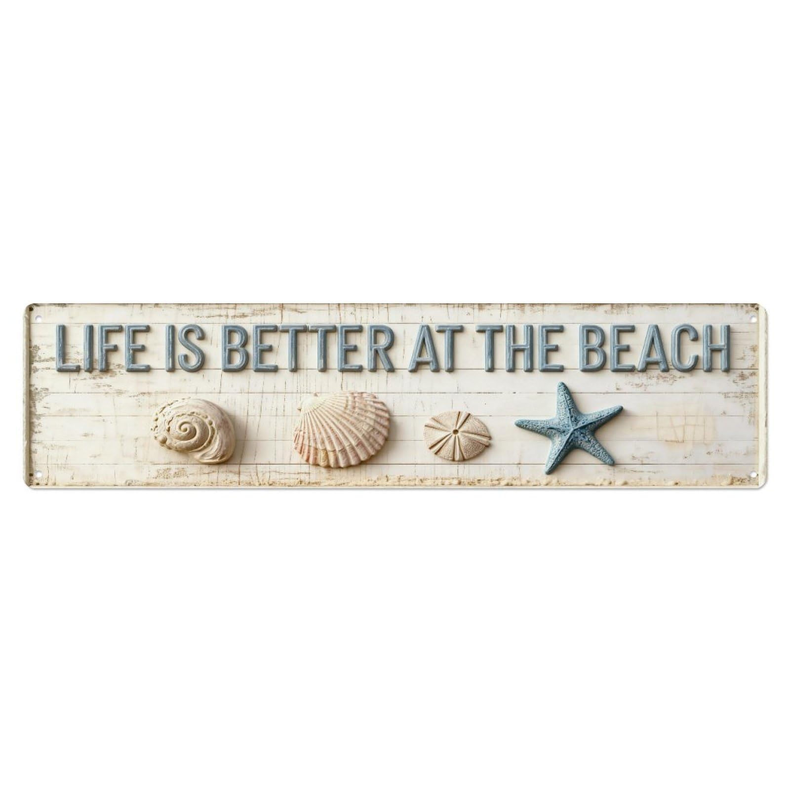 Iageret Vintage Life Is Better At The Beach Metal Tin Sign Retro Wall Decor, Bar Garage Cafe Kitchen Home Wall Art Poster Decoration 4X16inches