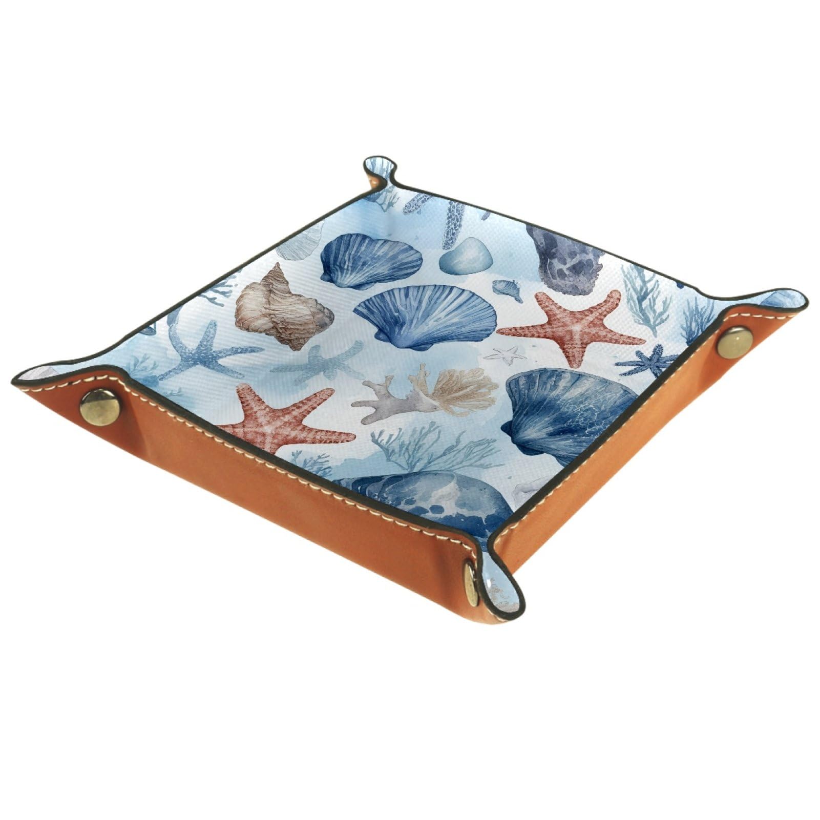 VAPOKF Shell Snail Starfish Portable Folding Dice Rolling Tray, Microfiber Leather Dice Holder for Dice Games Like RPG, DND and Other Table Games