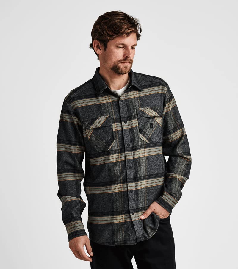 Roark Mens Diablo Alpinist Long Sleeve Flannel, Button Down Shirt for Men, Soft & Durable, Charcoal, S4