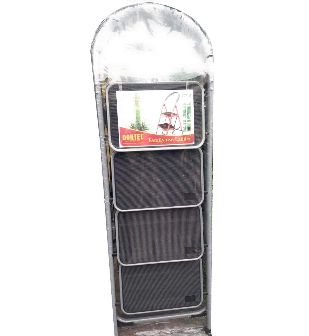 Dortel Alloy Steel Family USE- 4 Step Ladder DTLD-003 Silver Finish