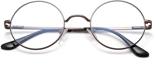 Pro Acme Lentes transparentes sin receta con marco metálico redondo pequeño retro