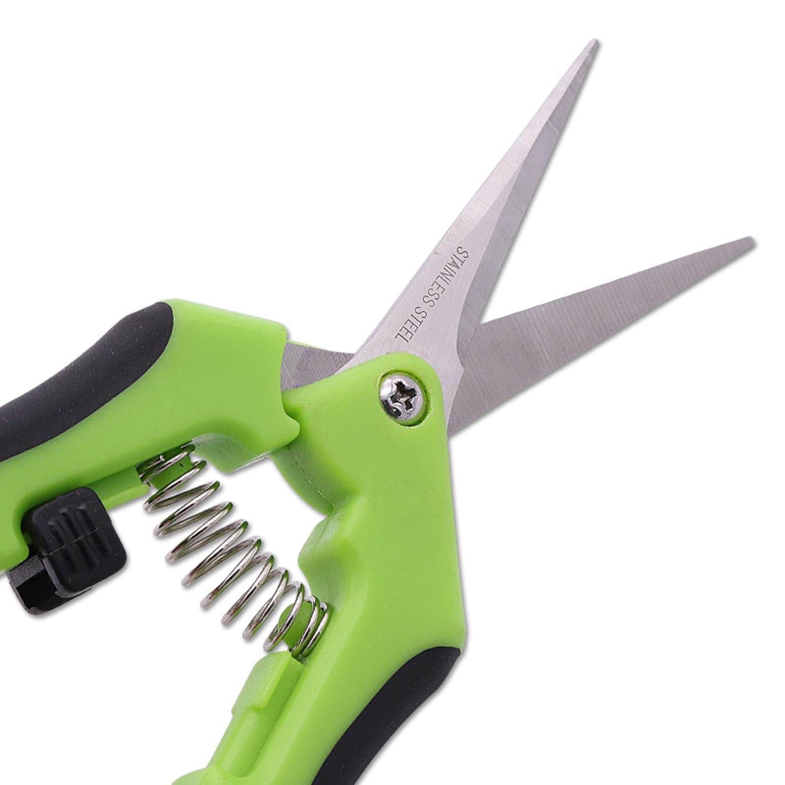 Tommiy Professionall Pruning Scissors, Stainless Steel Green Ergonomic Spring Action Scissors, Small Multi-Purpose Pruning Shears for Plants Flowers, Household Pruning, Garden