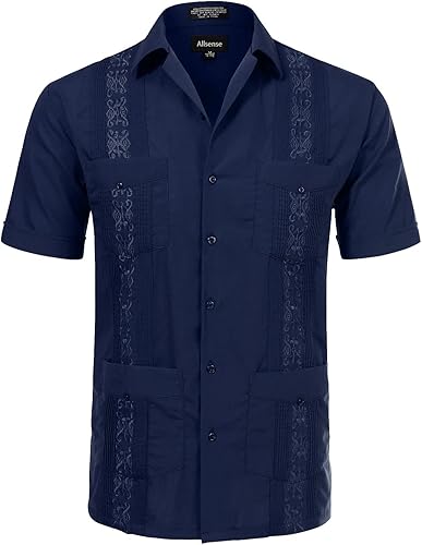 Miniatura 3 de Allsense Camisas de guayabera cubana de manga corta para hombre