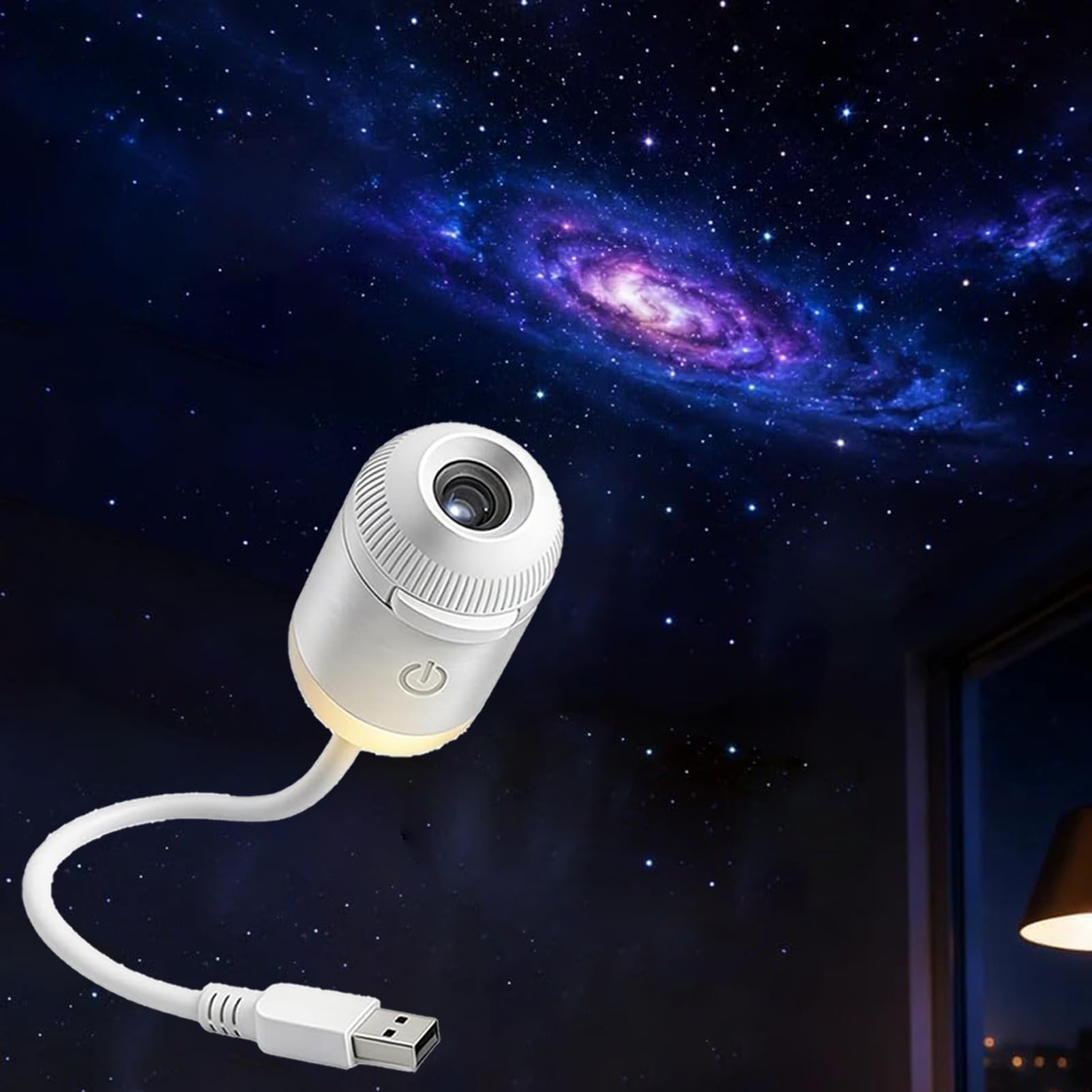 Hd Smart Dynamic 5D Holographic Night Light Projector, Plug-and-Play HD Star Projector, 360° Adjustable USB Starry Sky Projector with 12 Projection Films, Planetarium Projector Gifts for Kids Adults