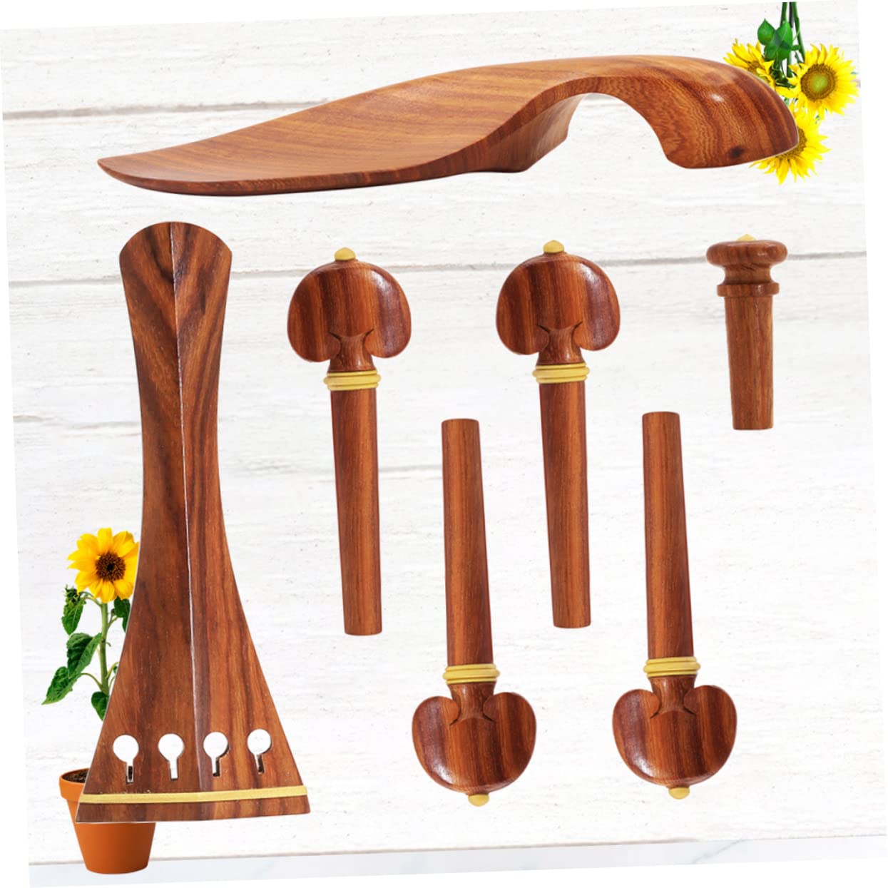 ibasenice 2ensembles Kit Rechange De Jujubier Pour Violon Mentonnière Tendeur Chevilles Et Embout De Queue Accessoires Pour De Violon