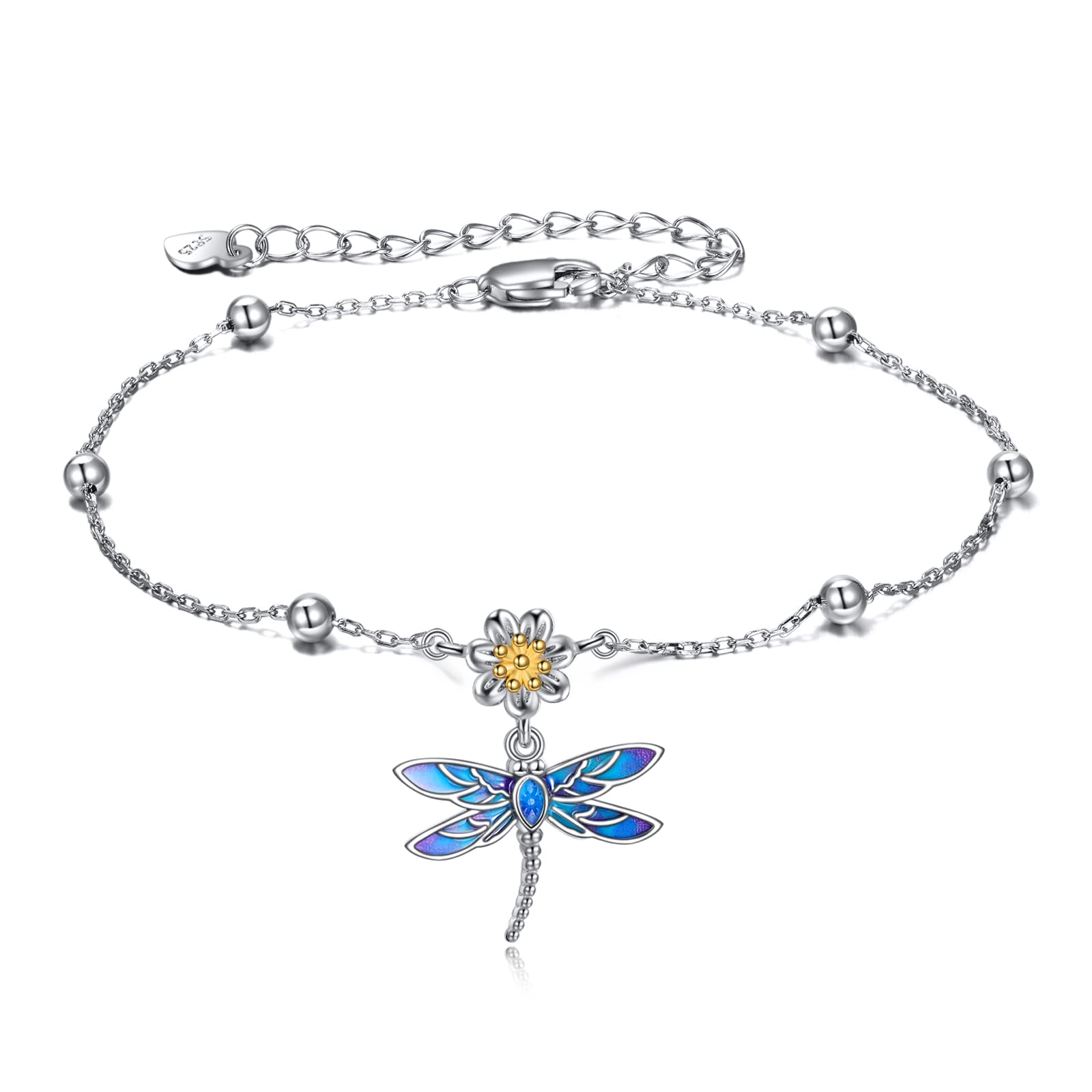 YAFEINI Abeille/Papillon/Libellule Cheville Bijoux Cadeaux pour Femmes Adolescentes en Argent Sterling Femmes Chaîne Cheville Bracelets Bijoux Cadeaux 2,5 Pouces Chaîne D'extension