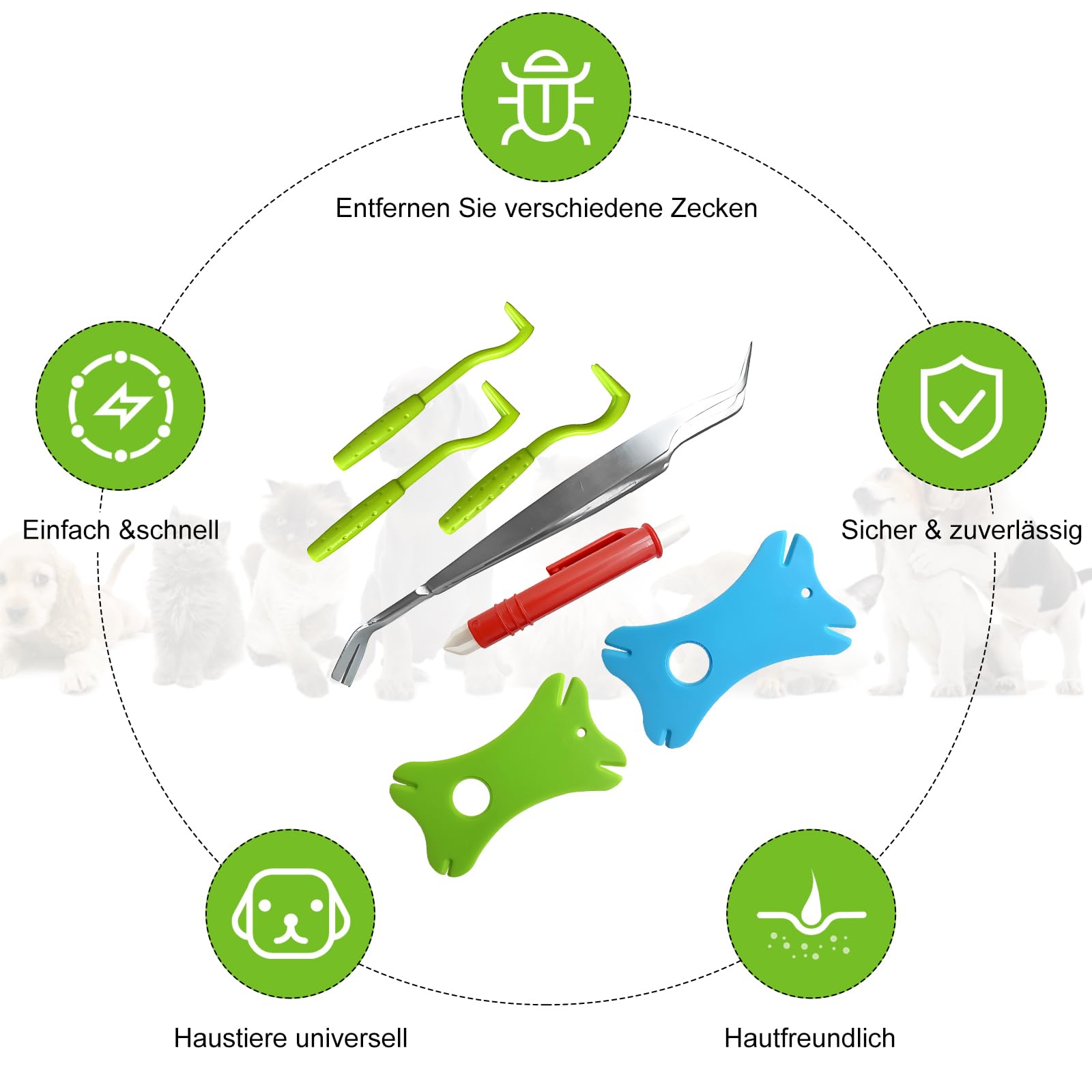 Kit Rimozione Zecche Per Animali - 5 Pinze + 2 Pinzette Per Cane, Gatto E Cavallo - Foto 12