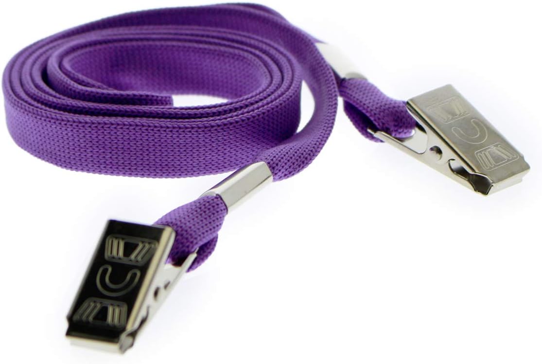 Bulk 100 Pack - Face Mask Lanyards - Comfortable Neck Straps for Tickets, Badge Holders - Twist Free 2 Hook Design (1 on Each End) for Special Event Badges, Credentials and Ticket Holders (Purple)