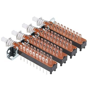 uxcell Interlock Push Button Switch Piano Type 6PDT 18 Pin 4 Row