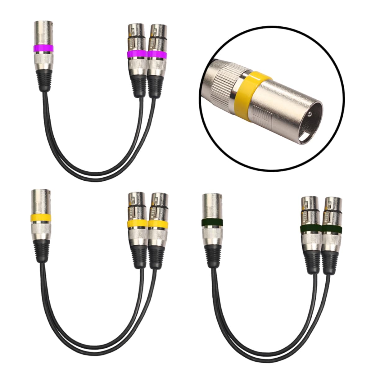 Toyvian Cavo Microfono Splitter Xlr Maschio a Doppio Xlr Femmina 0,3 Metri Rinforzo e Audio Bilanciato in Plastica e Metallo, 3 Pezzi per Microfoni e Illuminazione da Palco