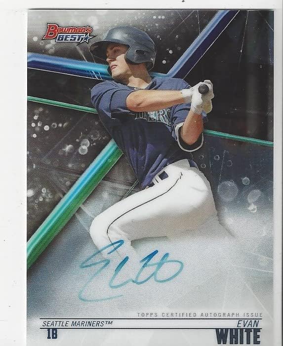 Evan White Autographed Topps Certified Collectible Baseball Card - 2018 Bowman Best Baseball Card #B18-EW (Mariners) Free Shipping