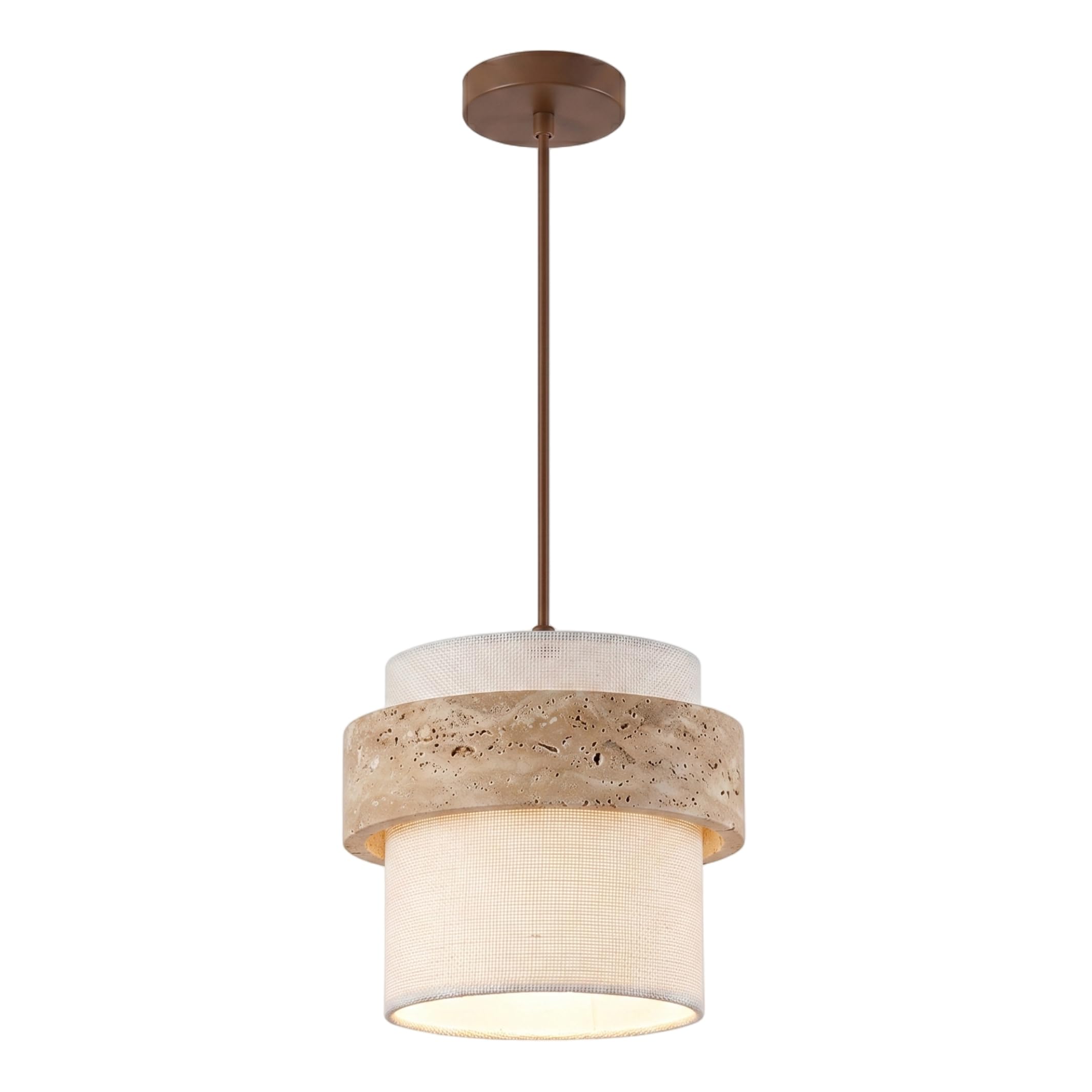 Tsawntd Wabi Sabi Pendant Light, Travertine Pendant Light Fixture With 3-color Adjustable Lighting, 7.09x6.30 Inch travertine lights for bedroom wabi sabi