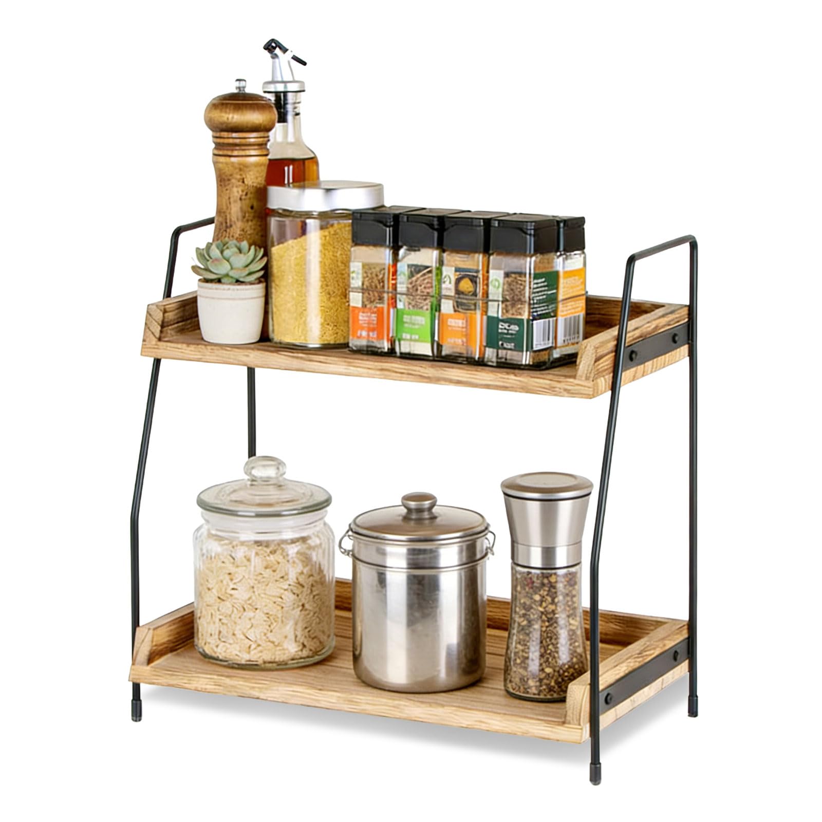 Küchenregal Arbeitsplatte Kitchen Organizer 2 Stöckig Holz Regal Küche Organizer für die Arbeitsplatte Regal Schwarz für Küche Zuhause Büro
