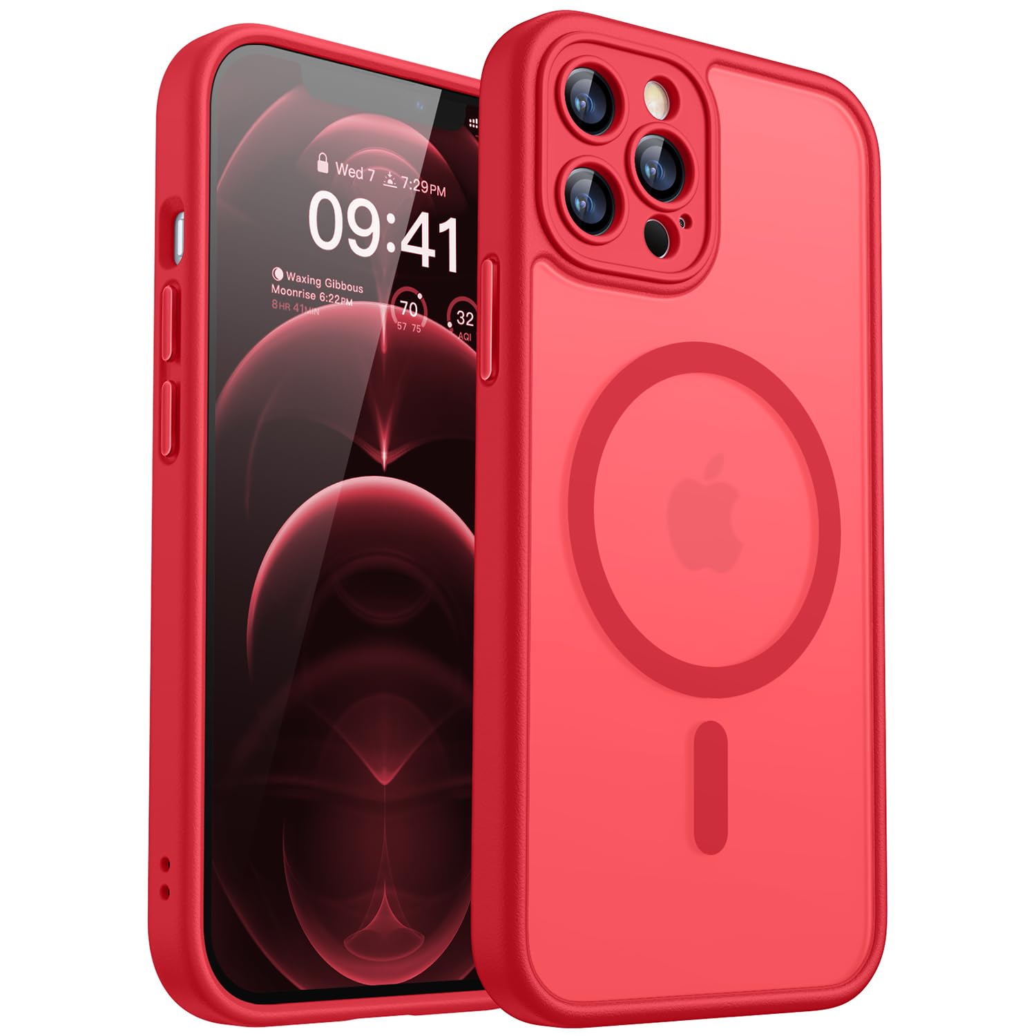 CANSHN Magnetic Shockproof for iPhone 12 Pro Case, Red