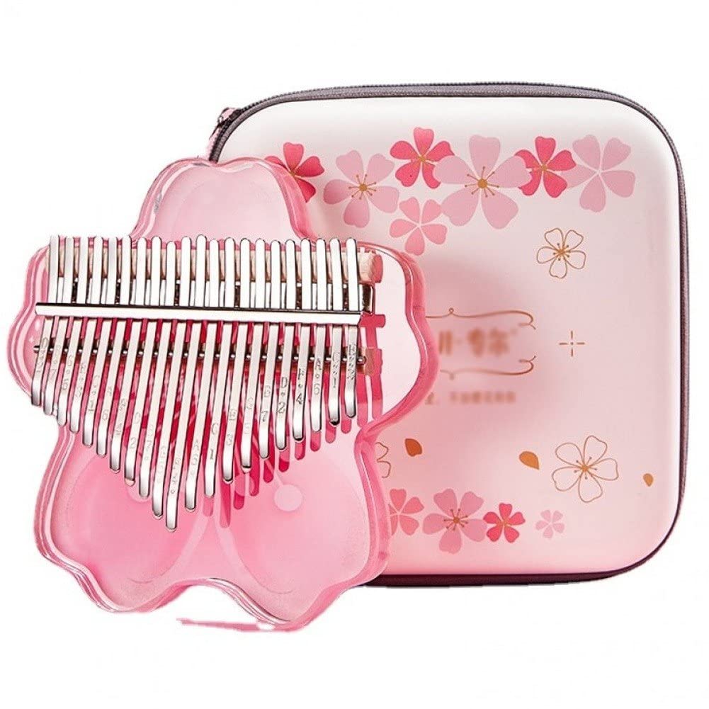 Kalimba 17 touches pour cadeau de Noël enfant instrument transparent rose