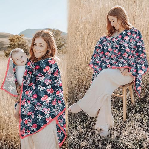Image of Pepperika Rayon Nursing Cover for Breastfeeding Mother Multiuse Poncho Style Shawl Feeding Cover for Nursing Mom Scarf with Buttons Cotton Feeding Apron (Pack of 1) Multicolour /Red