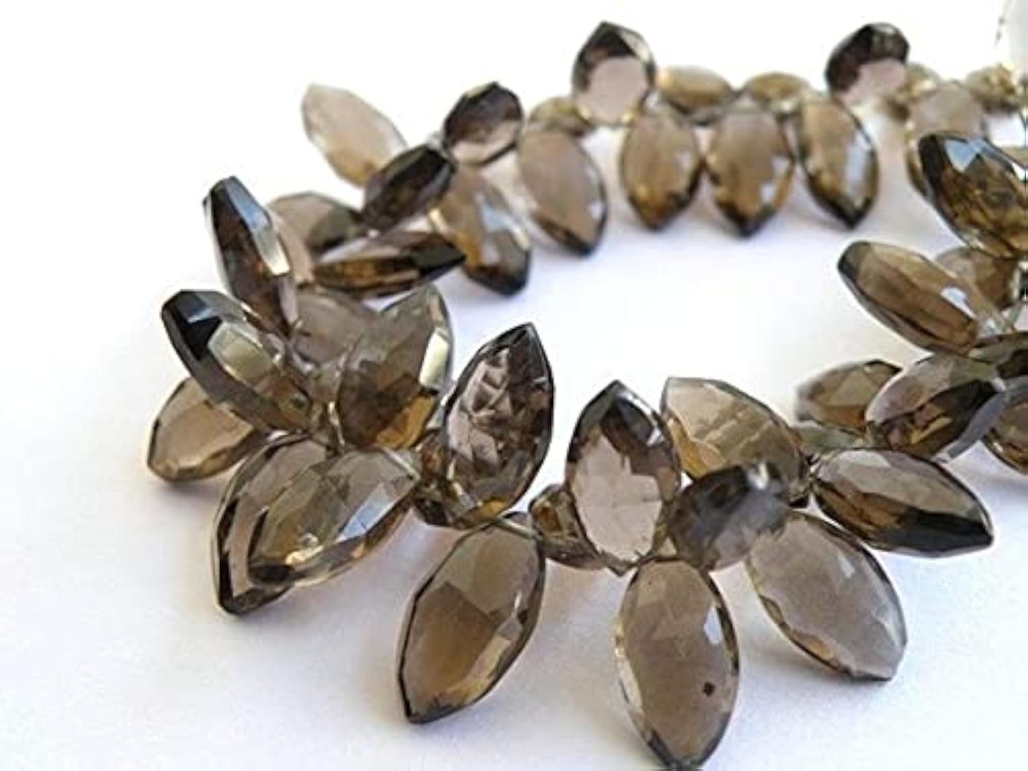 Quartz fumé facetté marquis LKBEADS perles 13-15mm pour création bijoux