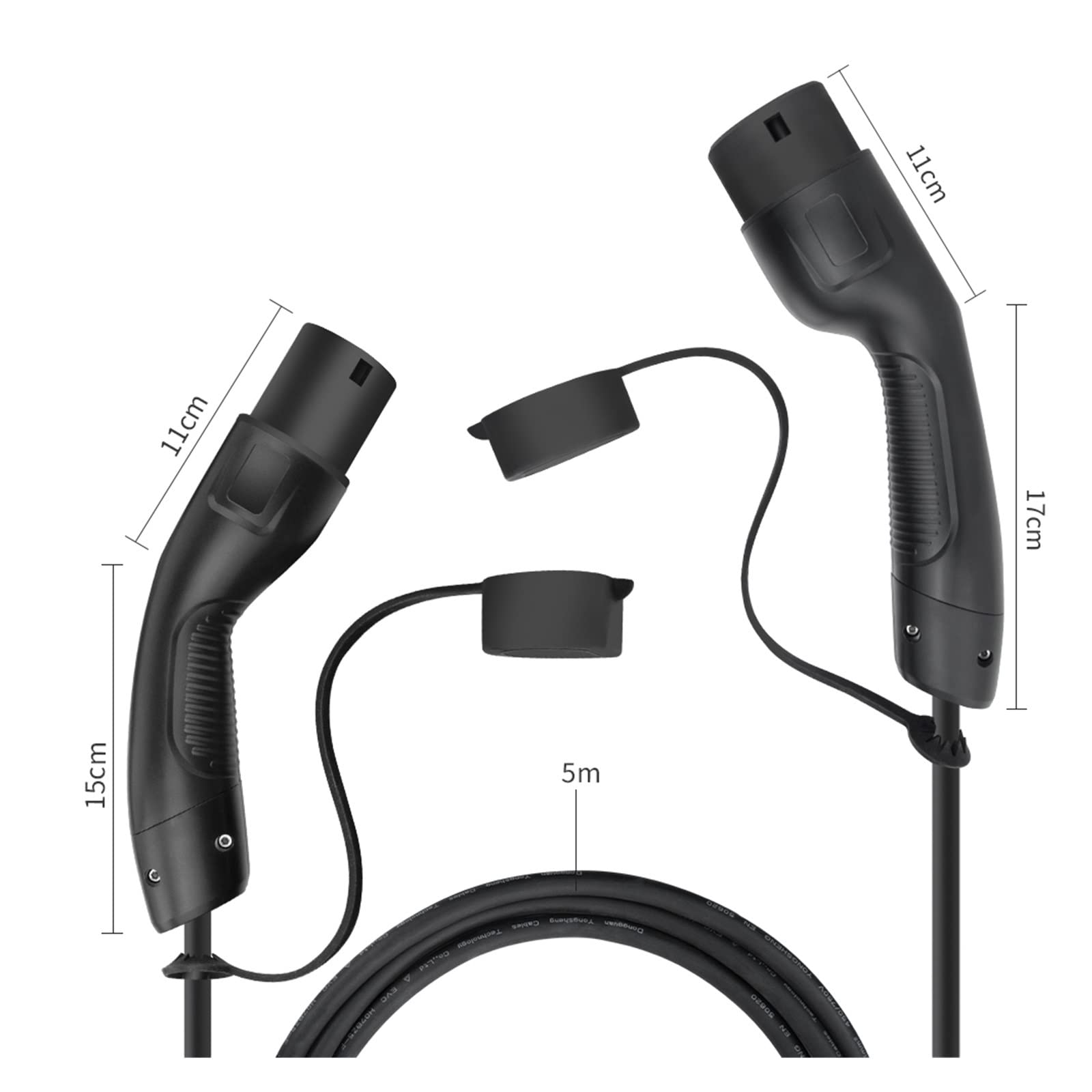 Cavo di Ricarica for Caricabatterie for Auto EV Veicolo Elettrico Monofase O Trifase 16A-32A Tipo 2 Femmina A Maschio IEC 62196 Lunghezza 5M Ricarica Sicura(16A 3P 11KW 5meters)