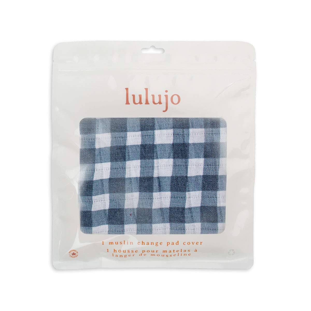 Lulujo Housse de matelas à langer en coton doux (Vichy marine)