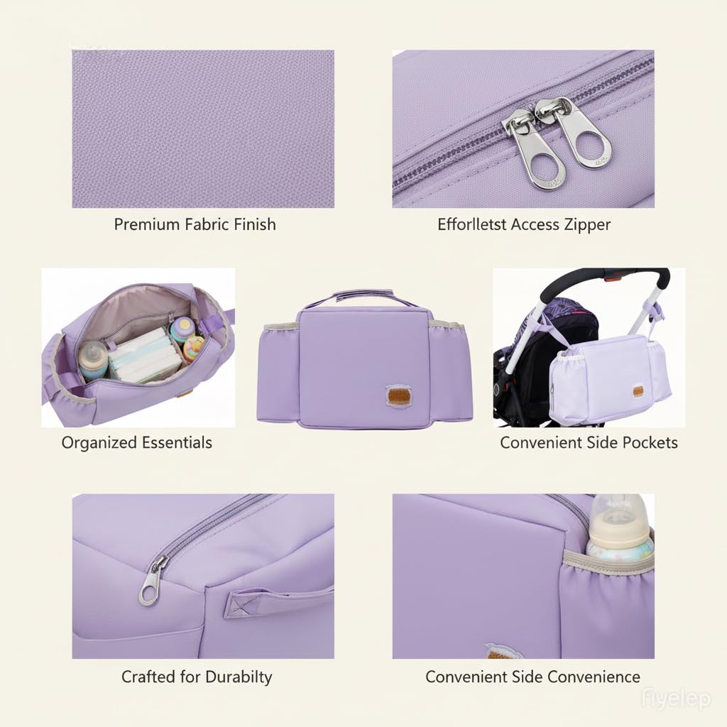 Pram Organiser, Pushchair Organiser Equipped with A Bottle Pouch and Tissue Dispenser - Image 4