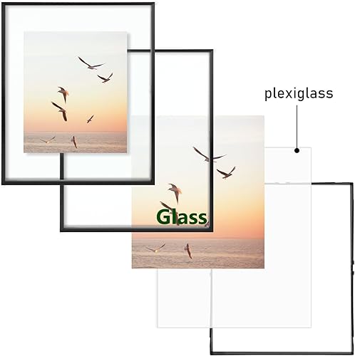 Miniatura 4 de Frametory, Marco de fotos flotante de 16 x 20 pulgadas, marco de fotos de metal, cristal real, para montaje en pared o mesa (negro, paquete de 2)