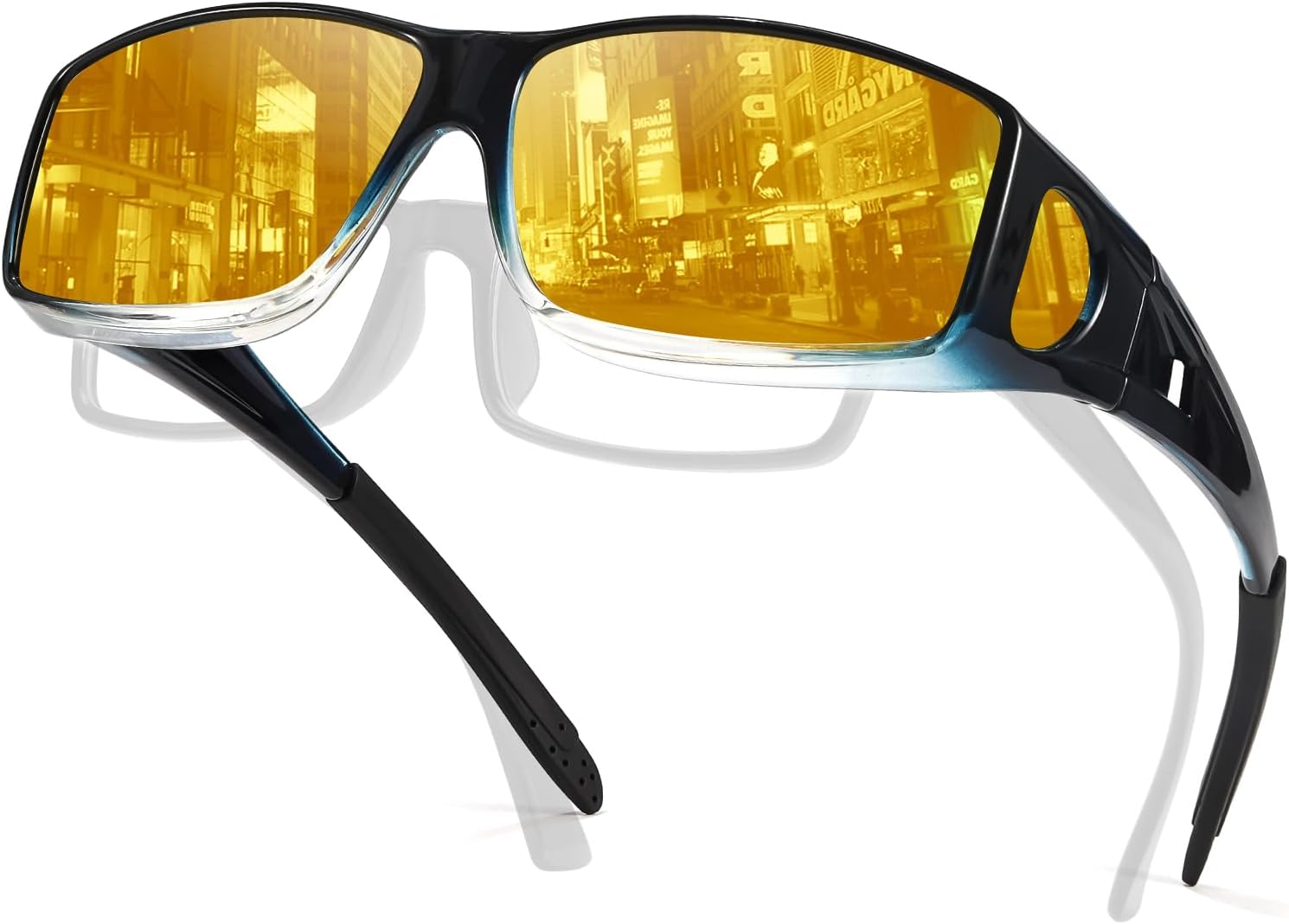 TJUTR Night Vision Driving Glasses Fit Over Glasses for Men Women, Anti Glare Polarized Yellow Lenses for Nighttime TN2511