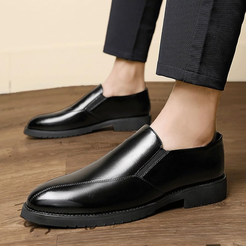 Formal Shoes for Mens Fashion Casual Business Resistant Office Slip On Pointed Toe Italian Leather2