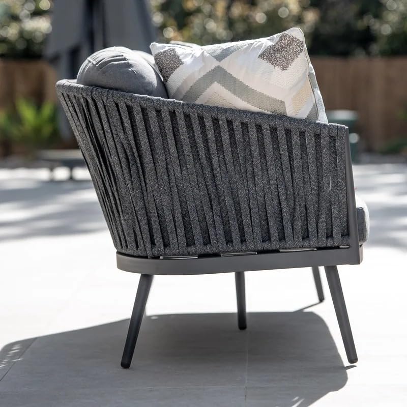 Image of 5 Seater Outdoor Weaving Rope Patio Furniture Set,Waterproof Outdoor Sofa Seating Sturdy Powder-Coated Iron Frame Conversation bistroSet for Rope Outdoor Sofa (Grey)