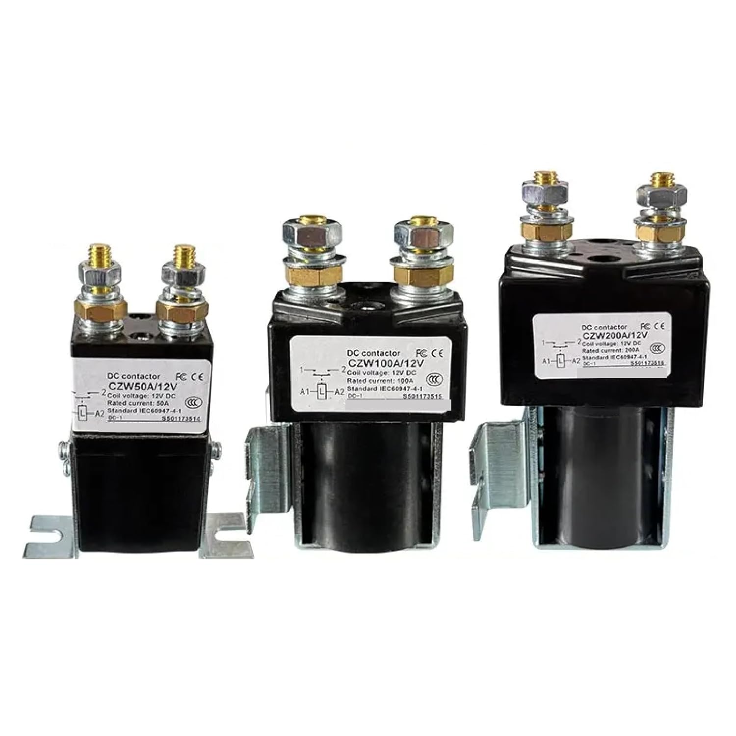 DC Power Contactor Relay CZW100A/12V, Heavy Duty Electric Vehicle Battery Disconnect Switch, 100-400A Rated Current for Forklift Trucks Ships Marine Applications (CZW 50A 6v 1NC)