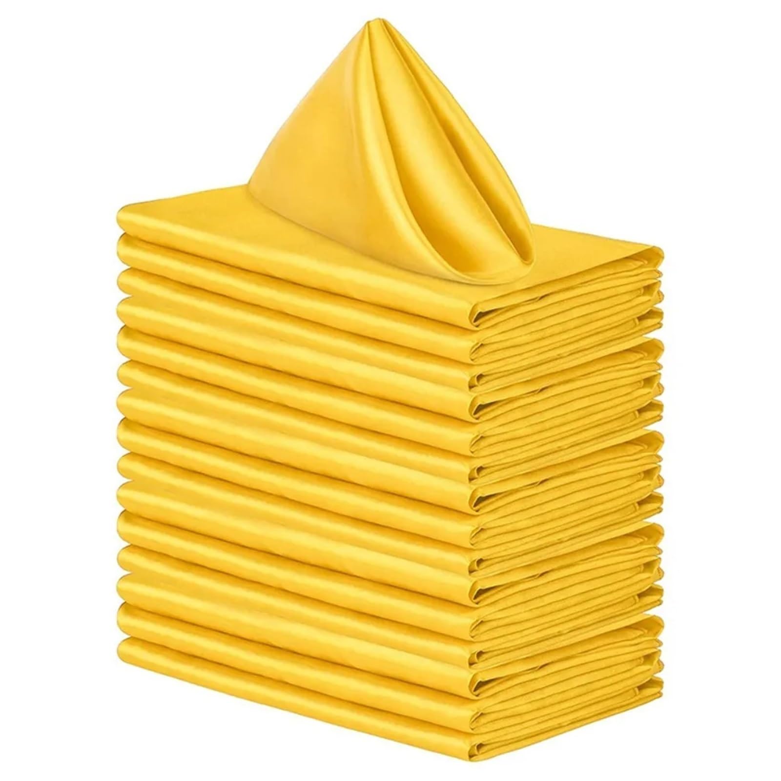 Table Napkins 10pcs 30x30cm Wedding Decoration Satin Napkin Soft Reusable Dinner Napkins Washable Table Hotel(Yellow)