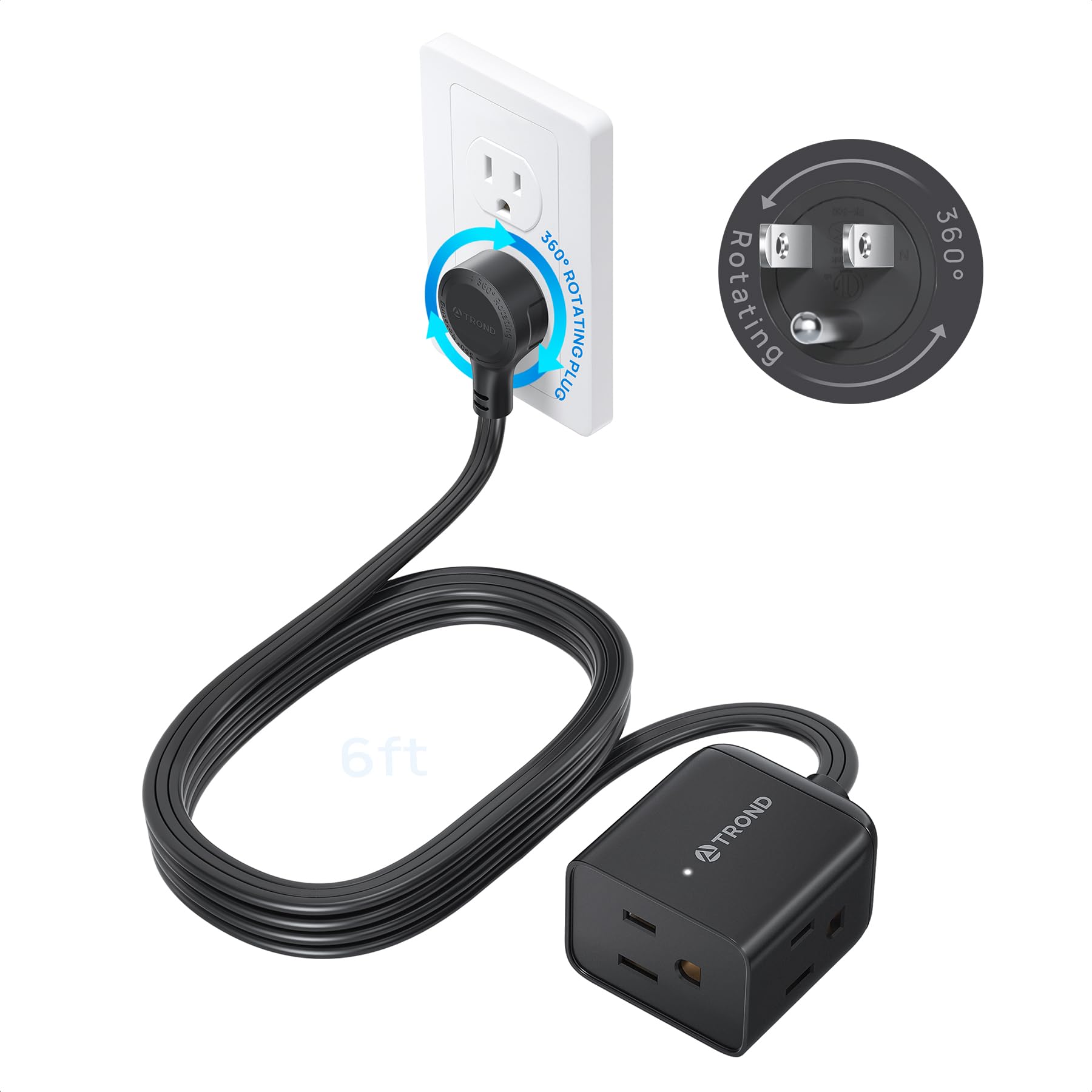 TROND Rotating Extension Cord - 3ft, 3 Outlets -22