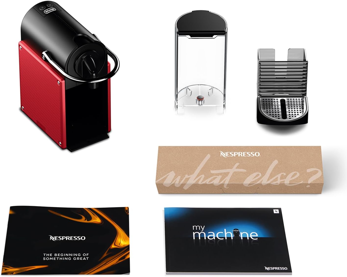 Nespresso Pixie EN124.R, Macchina da caffè di DeLonghi, Sistema Capsule Nespresso, Serbatoio acqua 0.7L, Red Carminio