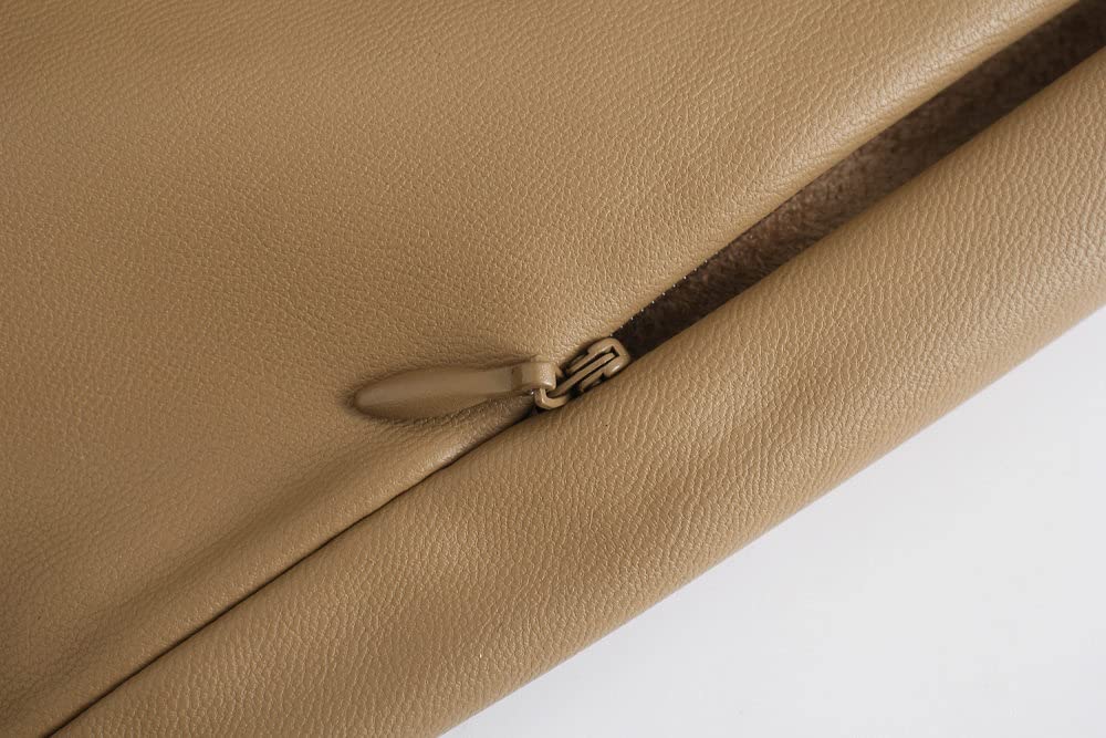 Gonne da Donna,Gonna Longuette da Donna Gonna in Pelle Plissettata Pu A Vita Alta Color Cachi con Cerniera Cintura Autunno A-Line Altalena Gonne Lunghe Moda Increspato per Ragazze Signore,XS