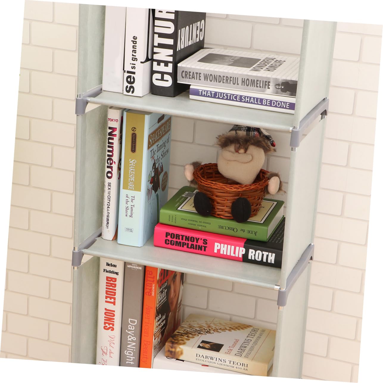 Bibliothèque de bureau en plastique gris – Rangement multicouche pour garçons et filles, idéale pour les dortoirs universitaires et les bureaux à domicile, solution élégante et fonctionnelle