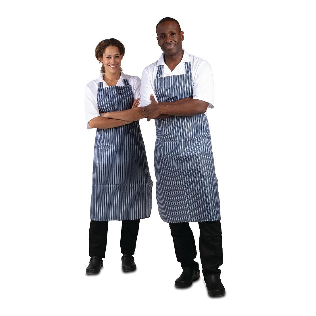 Whites Chefs odzież wodoodporny fartuch śliniak nylon niebieski i biały pasek restauracja