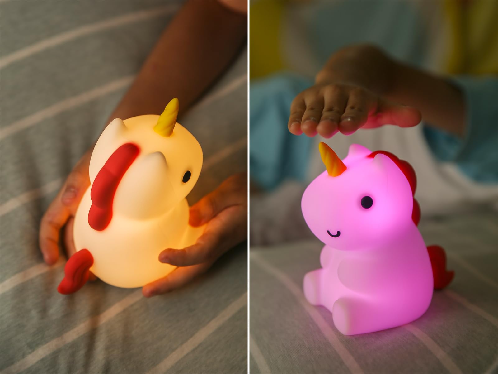 Set di 2 luci notturne, ricaricabili tramite USB, dimmerabili, con timer e cambio colore, altezza: 13 cm
